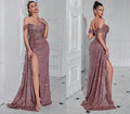 Cross-border New Beaded Tube Top Dress High Women's Party Wedding Dinner Fishtail Long Evening Dress