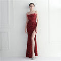 19768# Foreign Trade Craft Wool Decoration Star Celebrity Nightclub Dance Ceremony Strapless Long Dress Formal Dress Style Dress