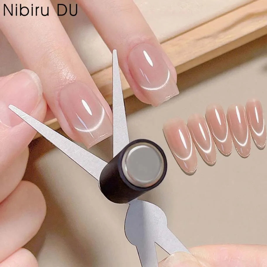 3D Double Headed Nails French Shape Strong Cat Eye Magnet Nail Art Gel Polish Magnetic Effect Manicure Accessories Tools Set