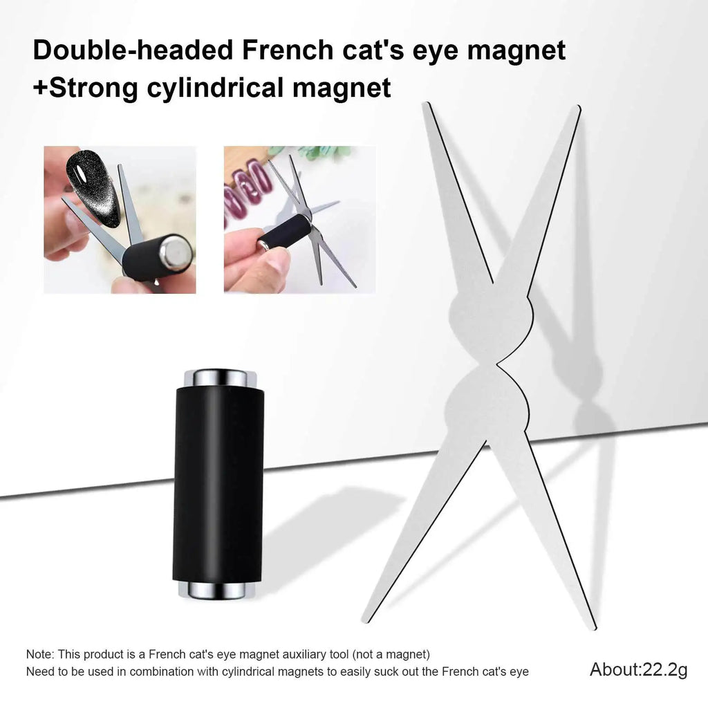 3D Double Headed Nails French Shape Strong Cat Eye Magnet Nail Art Gel Polish Magnetic Effect Manicure Accessories Tools Set