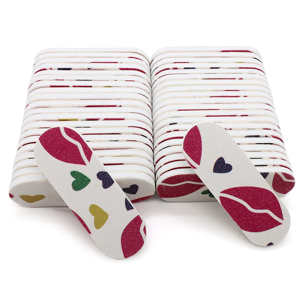 50Pcs Nail Files Double Sided Boards Mini Fingernail Files Colorful Sanding Block Gel Polishing Foam Manicure Pedicure Tool