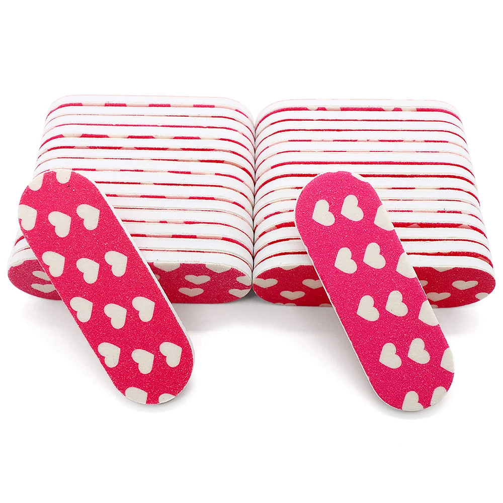 50Pcs Nail Files Double Sided Boards Mini Fingernail Files Colorful Sanding Block Gel Polishing Foam Manicure Pedicure Tool