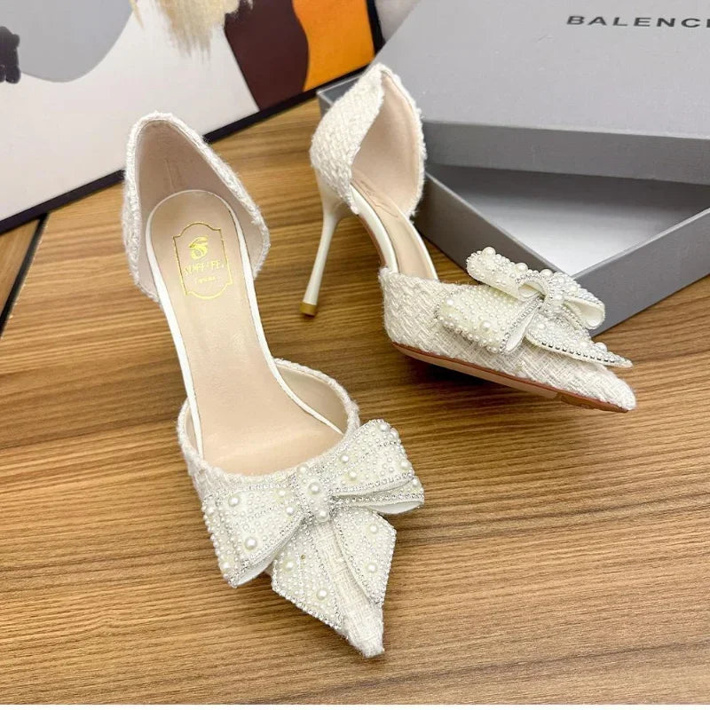 Ladies new luxury high heels pointed elegant pumps Hollow water drill single shoes ladies fashion comfortable sandals Zapatos