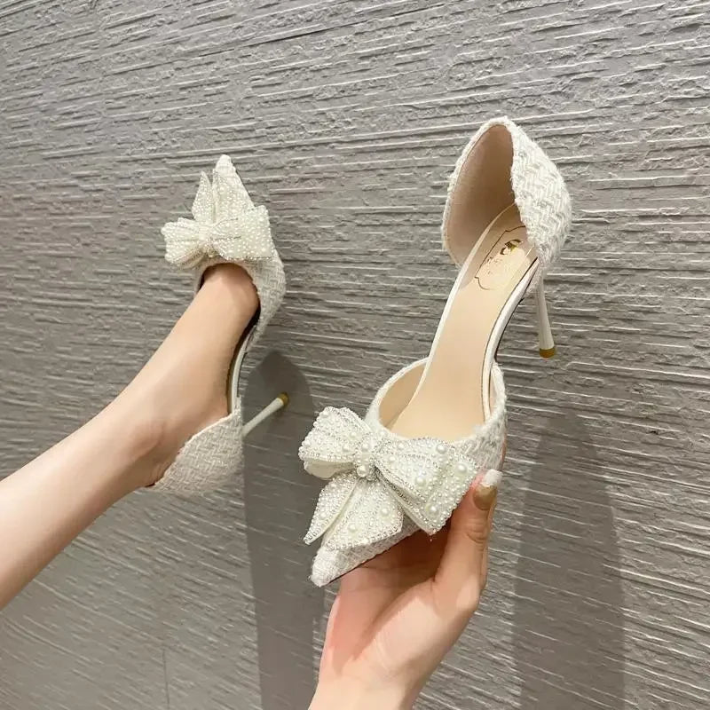 Ladies new luxury high heels pointed elegant pumps Hollow water drill single shoes ladies fashion comfortable sandals Zapatos