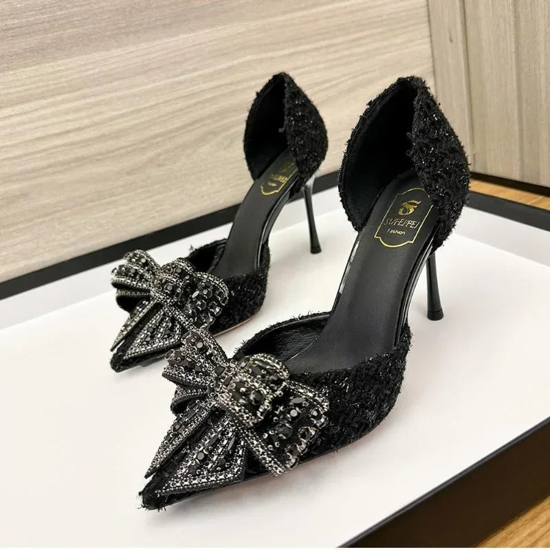 Ladies new luxury high heels pointed elegant pumps Hollow water drill single shoes ladies fashion comfortable sandals Zapatos