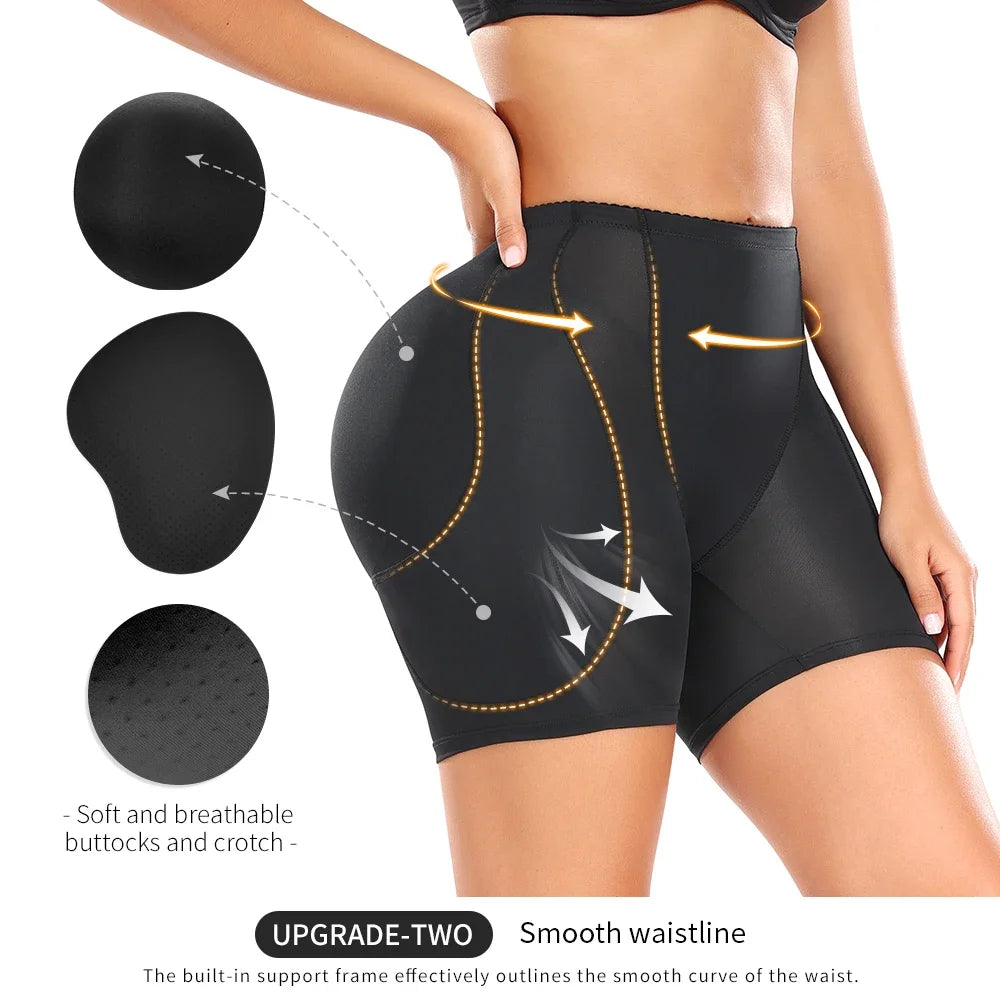 Hip Dip Pads for Women Hip Padded Underwear Butt Lifter 4 Pads Tummy Control Panty Butt Enhancer Booty Lifter Shapewear Shorts