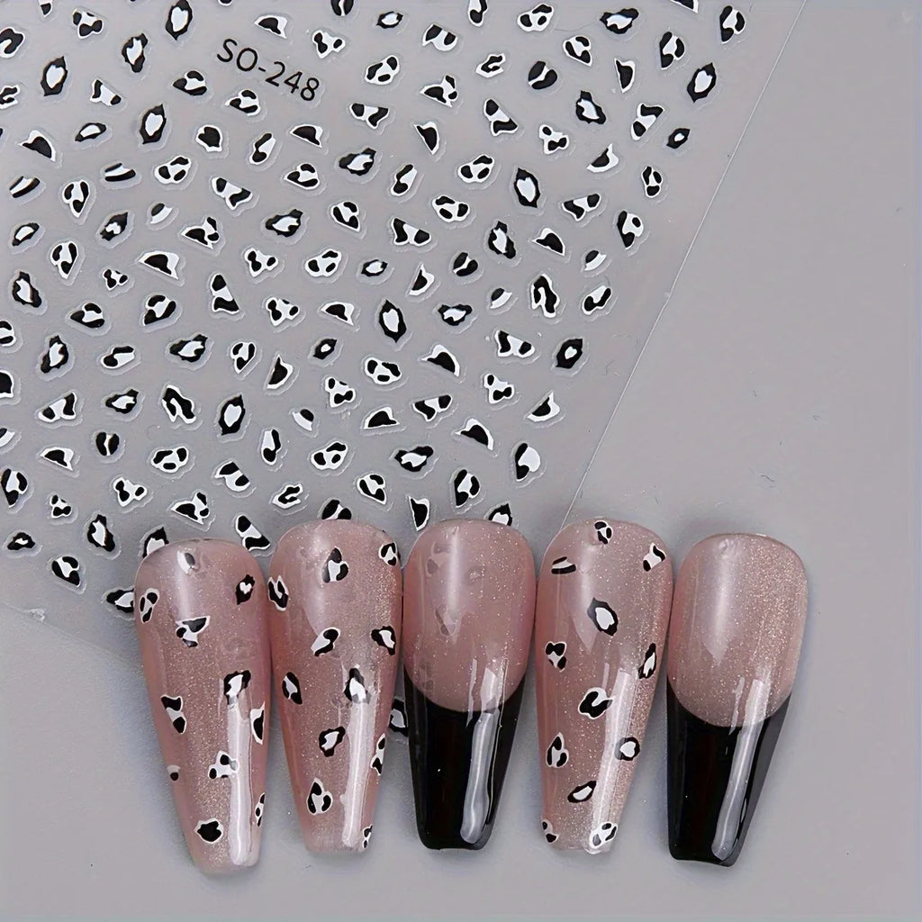 3PCS Meilad leopard print nail stickers, easy to apply for DIY nail decoration, gifts, party and wedding makeup styling