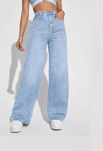 Straight-leg Loose Washed Jeans For Women, Retro, Stylish, Casual, Versatile Long Pants For Ladies