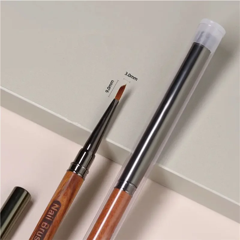 Round Wood Handle Triangular Petal Nail Brush Acrylic Nail Art Liner Brush Stripes Grid Flower Painting Drawing PenManicure Tool