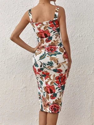 Ladies' Elegant Romantic Print Sexy Split Sleeveless Dress