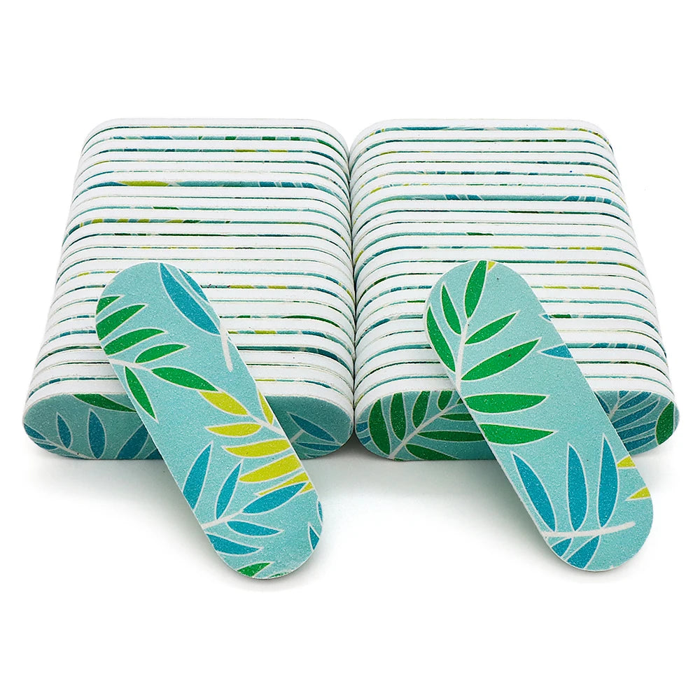 50Pcs Nail Files Double Sided Boards Mini Fingernail Files Colorful Sanding Block Gel Polishing Foam Manicure Pedicure Tool