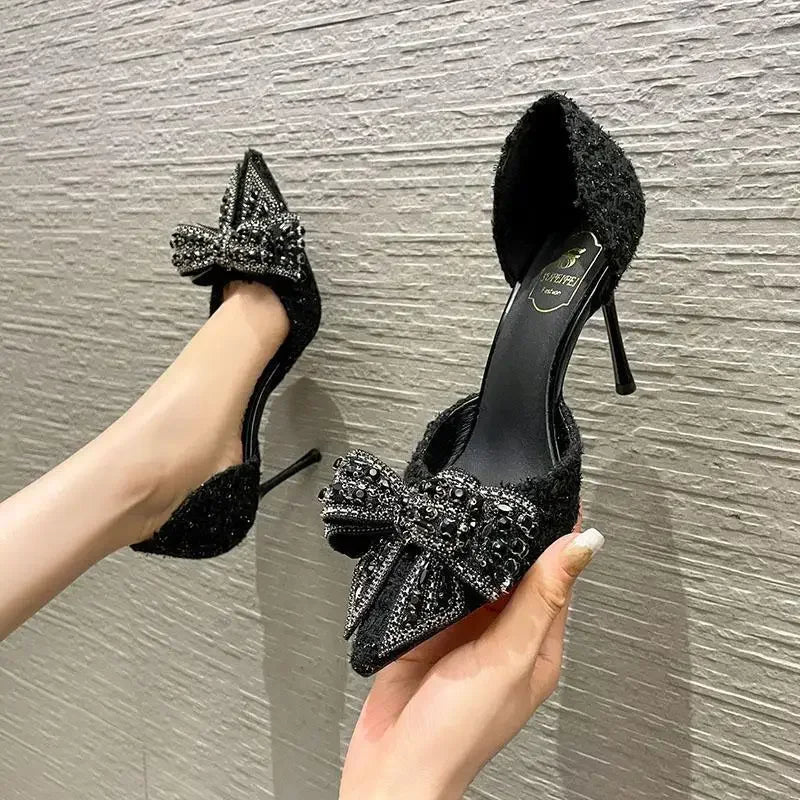 Ladies new luxury high heels pointed elegant pumps Hollow water drill single shoes ladies fashion comfortable sandals Zapatos