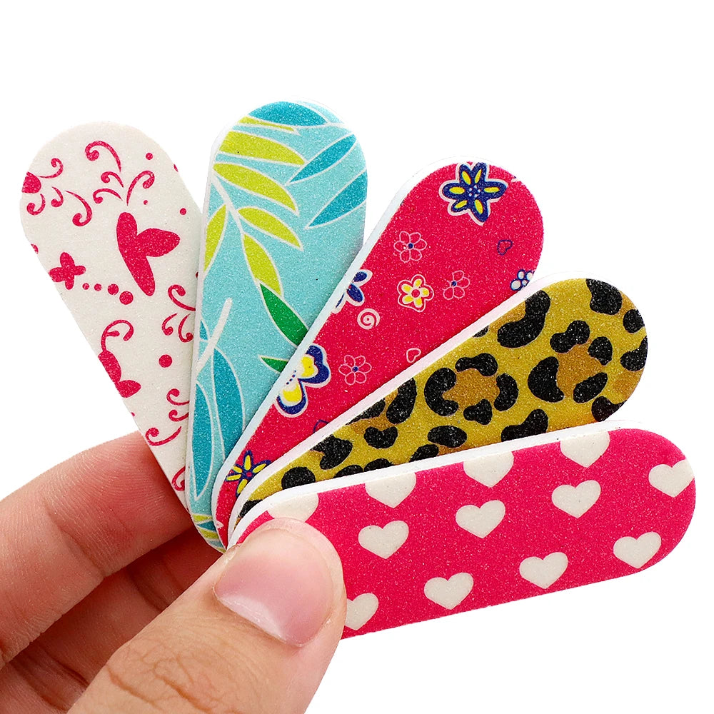50Pcs Nail Files Double Sided Boards Mini Fingernail Files Colorful Sanding Block Gel Polishing Foam Manicure Pedicure Tool