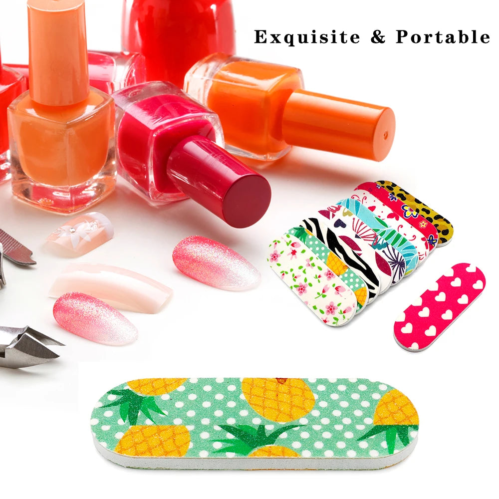 50Pcs Nail Files Double Sided Boards Mini Fingernail Files Colorful Sanding Block Gel Polishing Foam Manicure Pedicure Tool