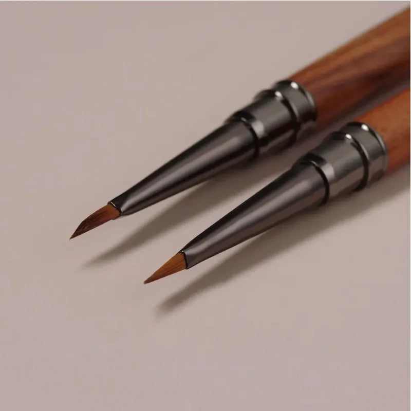 Round Wood Handle Triangular Petal Nail Brush Acrylic Nail Art Liner Brush Stripes Grid Flower Painting Drawing PenManicure Tool