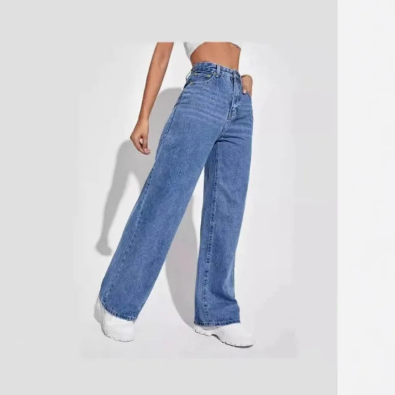 Straight-leg Loose Washed Jeans For Women, Retro, Stylish, Casual, Versatile Long Pants For Ladies