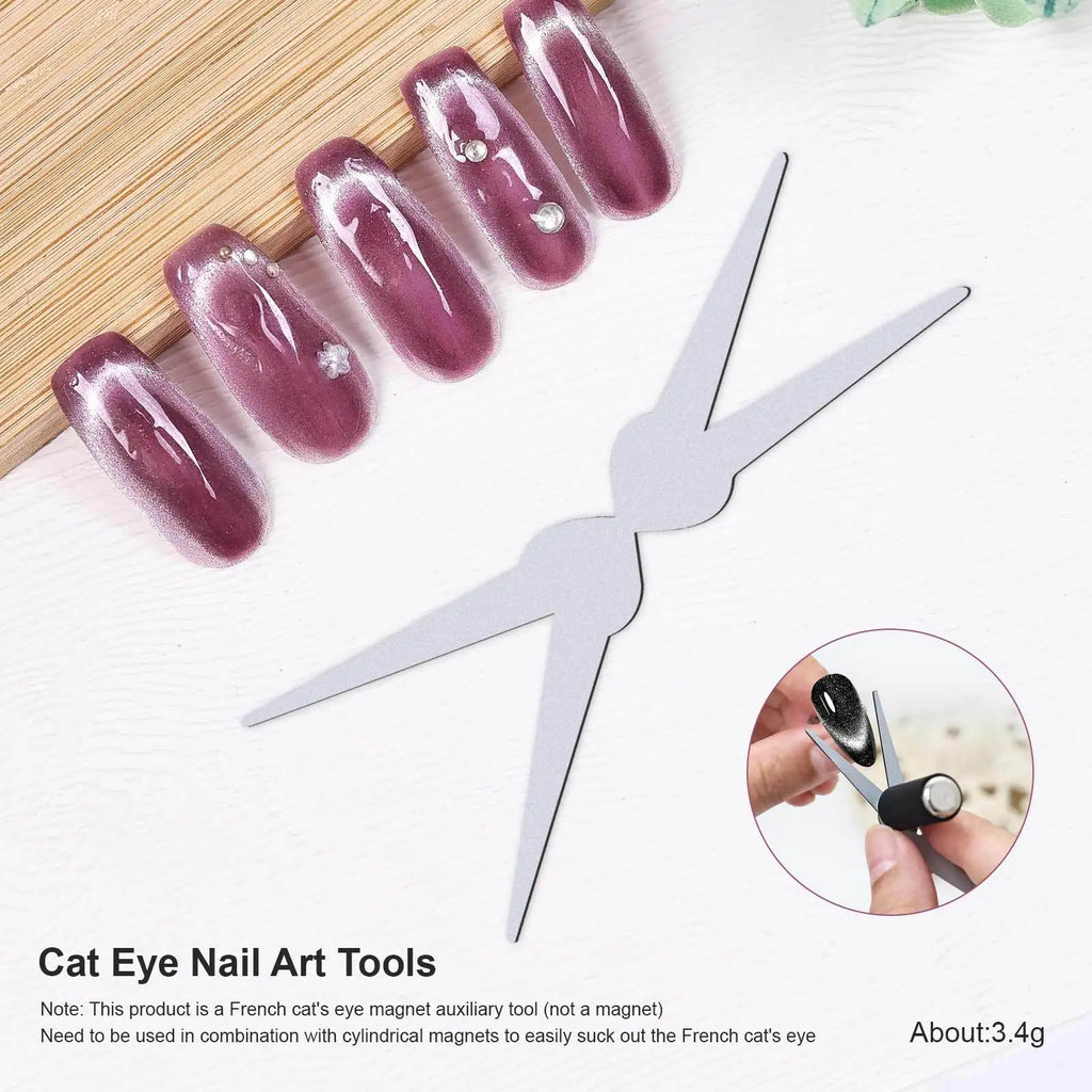 3D Double Headed Nails French Shape Strong Cat Eye Magnet Nail Art Gel Polish Magnetic Effect Manicure Accessories Tools Set