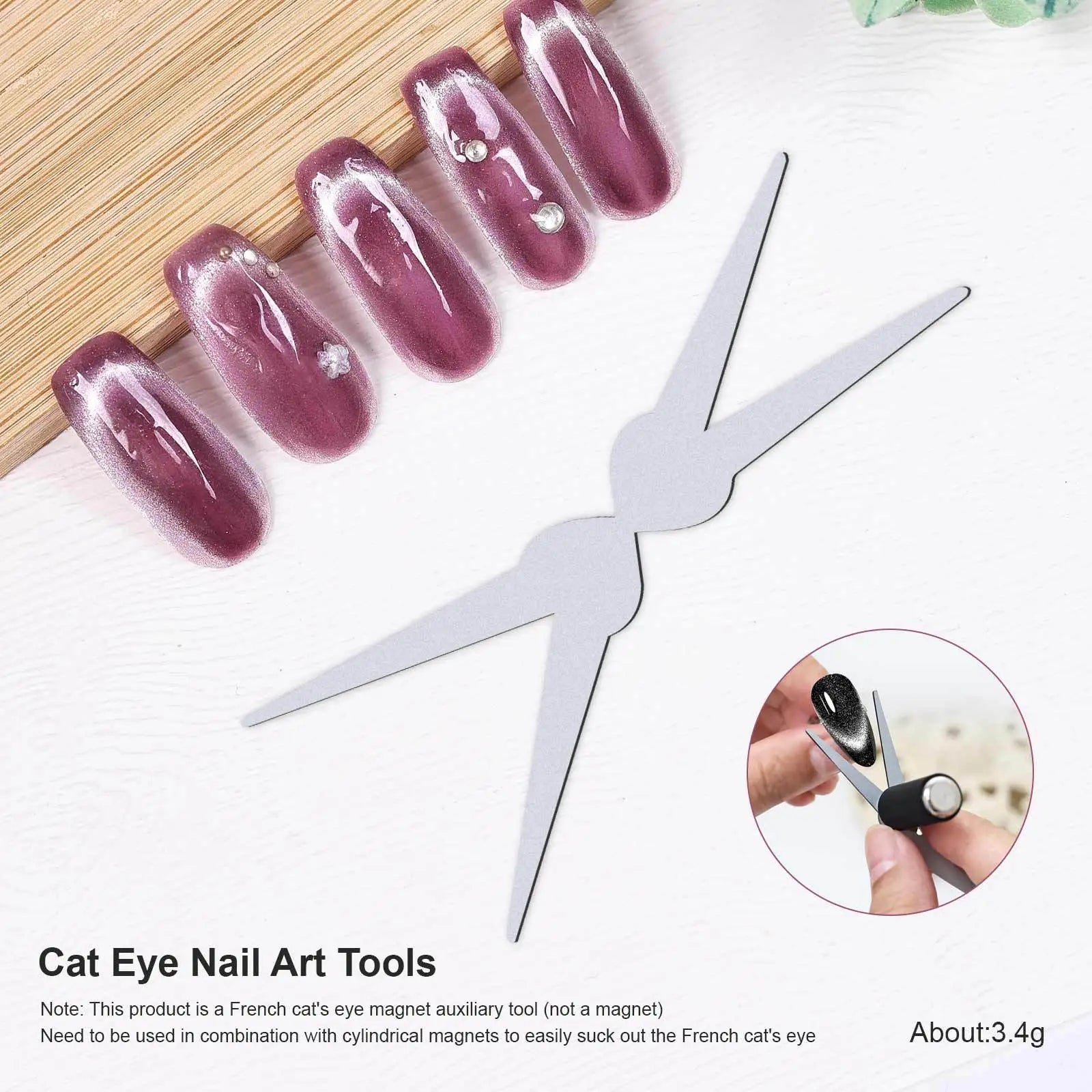 3D Double Headed Nails French Shape Strong Cat Eye Magnet Nail Art Gel Polish Magnetic Effect Manicure Accessories Tools Set