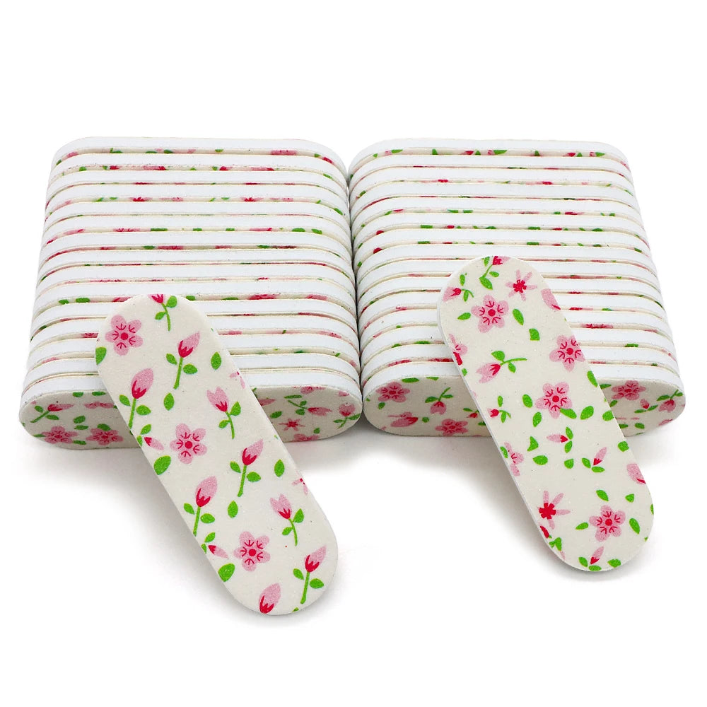 50Pcs Nail Files Double Sided Boards Mini Fingernail Files Colorful Sanding Block Gel Polishing Foam Manicure Pedicure Tool