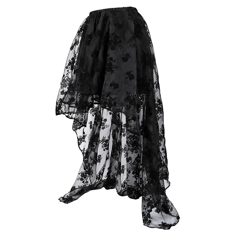 Women Sexy Off Shoulder Lace Sleeves Corset Bustier Top With Tulle Long Skirt Set Vintage Lingeries Sexys Tops Suit