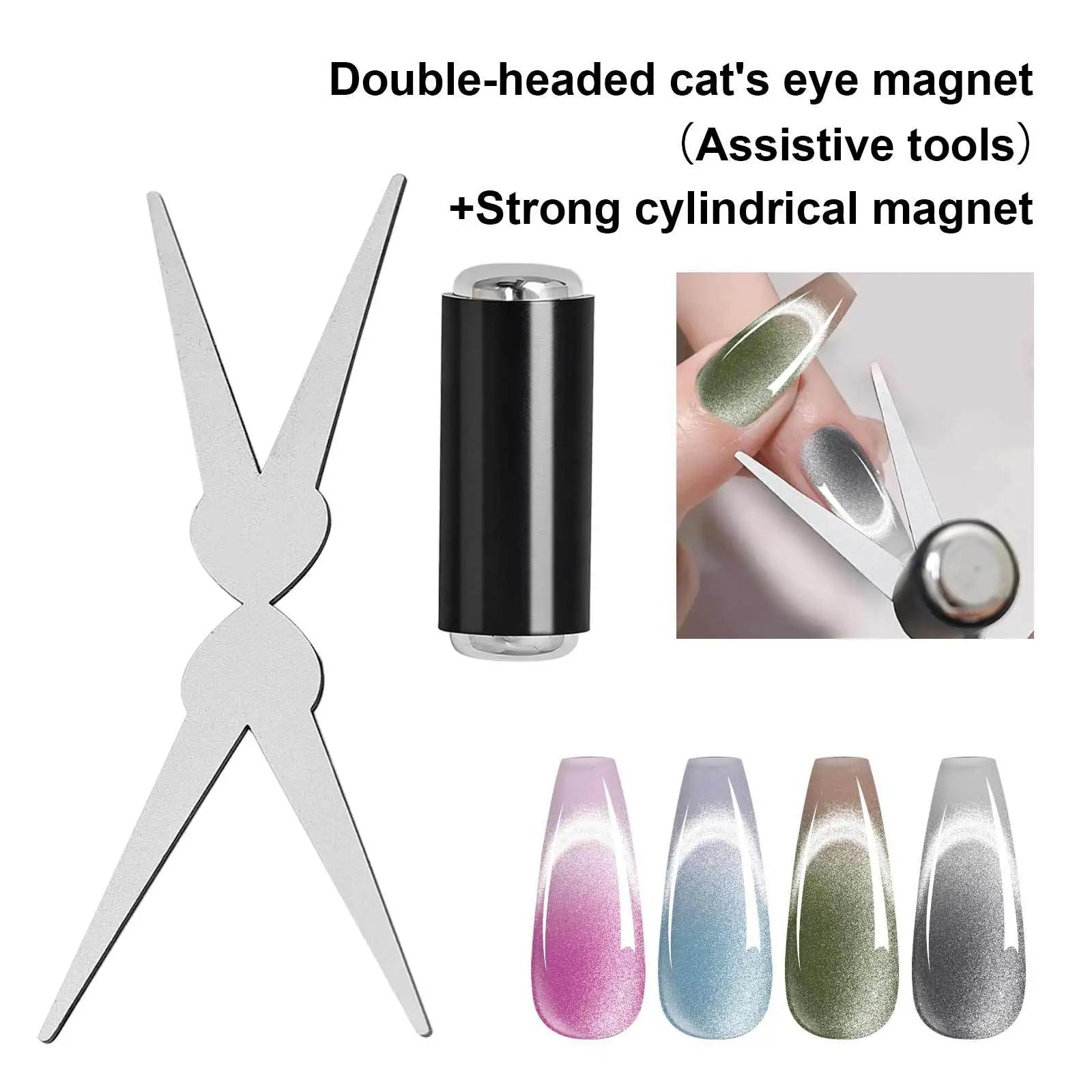 3D Double Headed Nails French Shape Strong Cat Eye Magnet Nail Art Gel Polish Magnetic Effect Manicure Accessories Tools Set